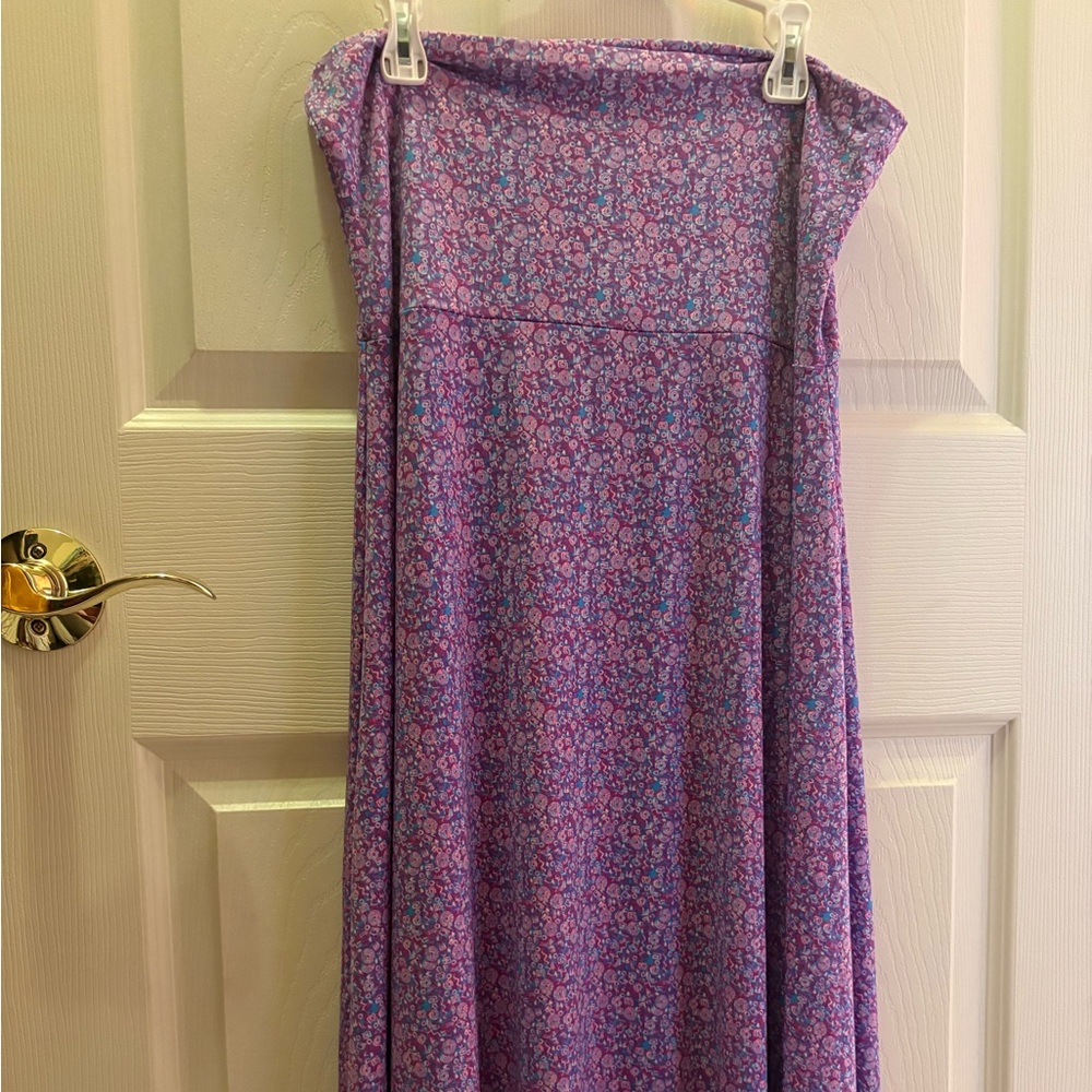 LuLaRoe Purple and Pink Patterned Maxi Skirt
